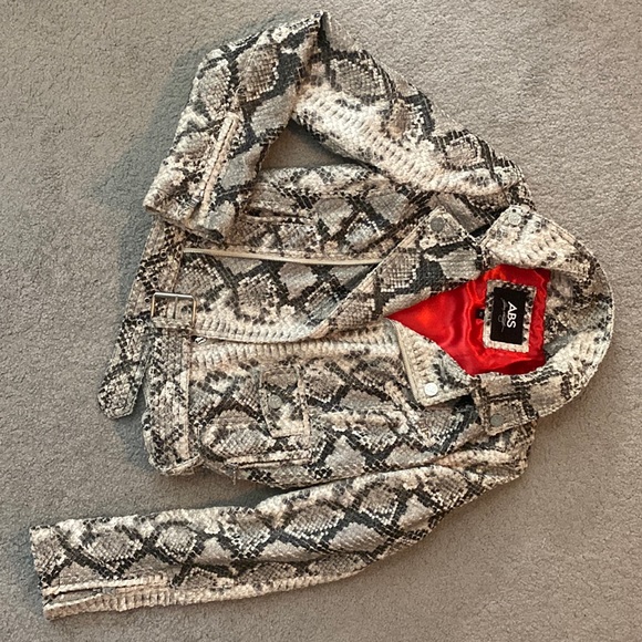 ABS Snake Print Moto Jacket Size XS - Picture 1 of 4